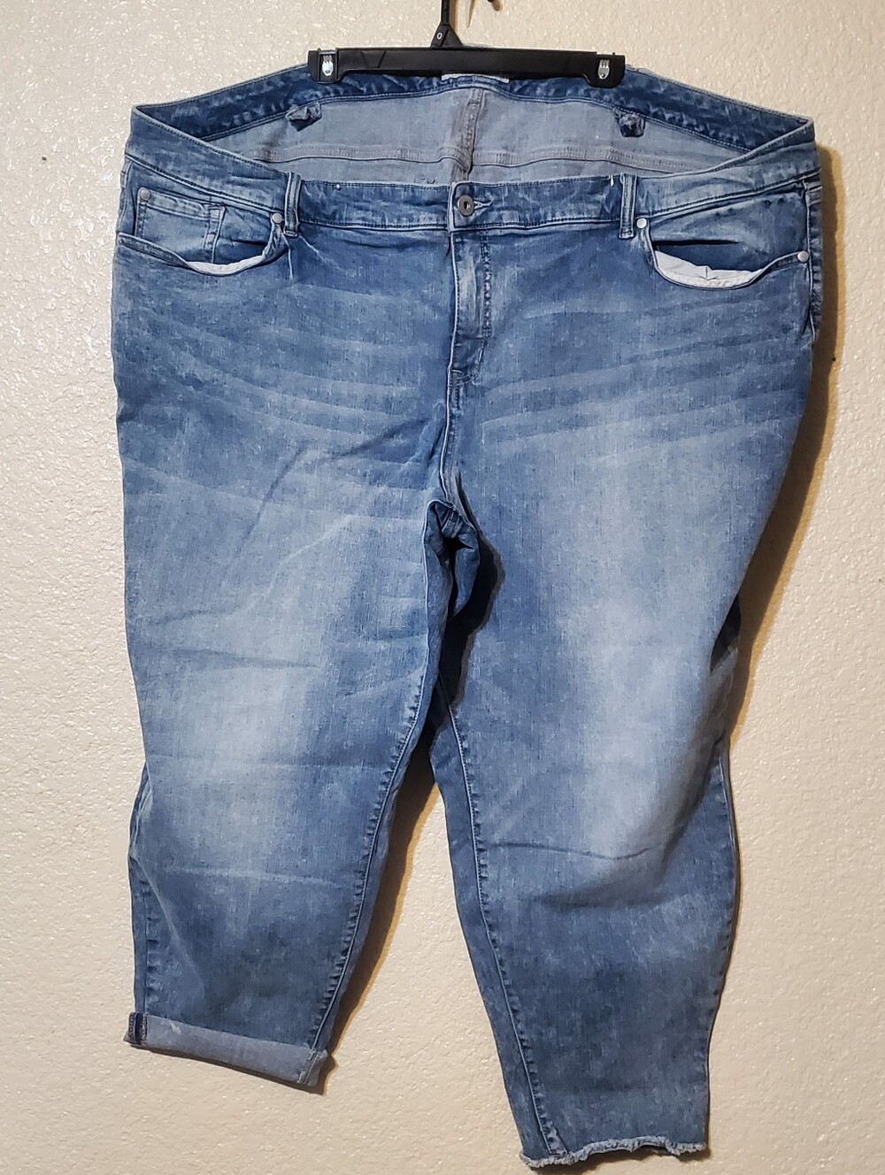Torrid 30R 52" Waist First At Fit New Stone Wash Jeans Frayed Hem 5 Pocket